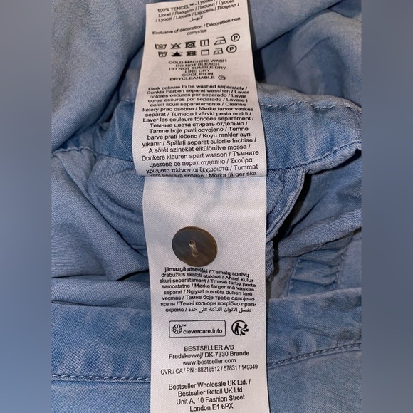 NEW Vero Moda Liliana Chambray V-Neck Blue Button Up Jumpsuit Women Size 12/32 - Picture 5 of 7